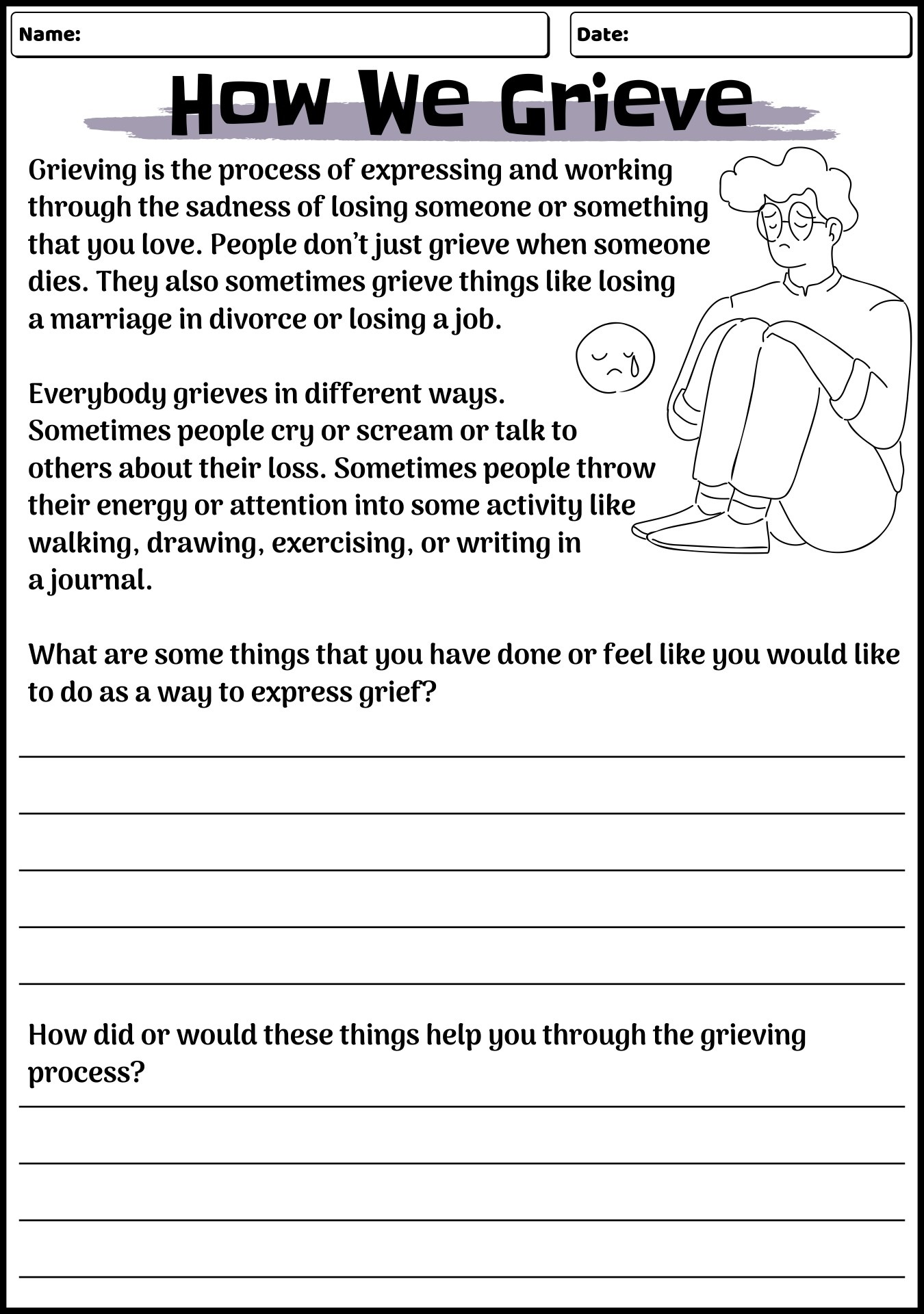 18 Grief And Loss Worksheets Free PDF At Worksheeto