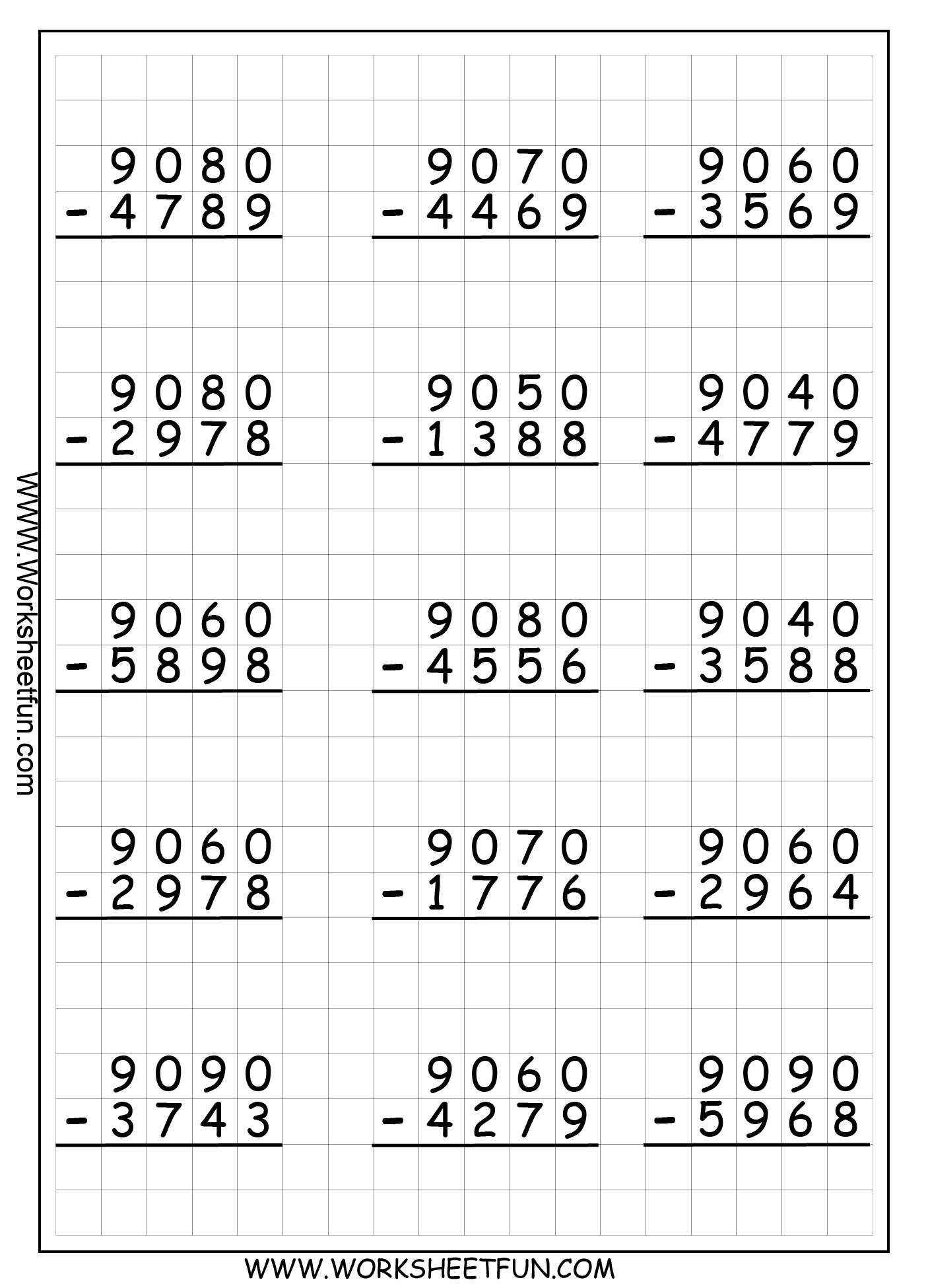 Subtraction Worksheets Printable