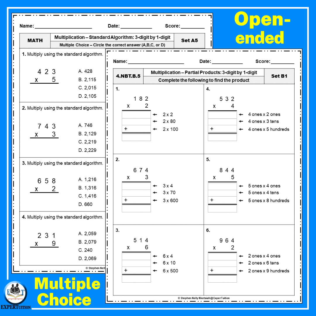 Free Printable Area Model Multiplication Worksheets
