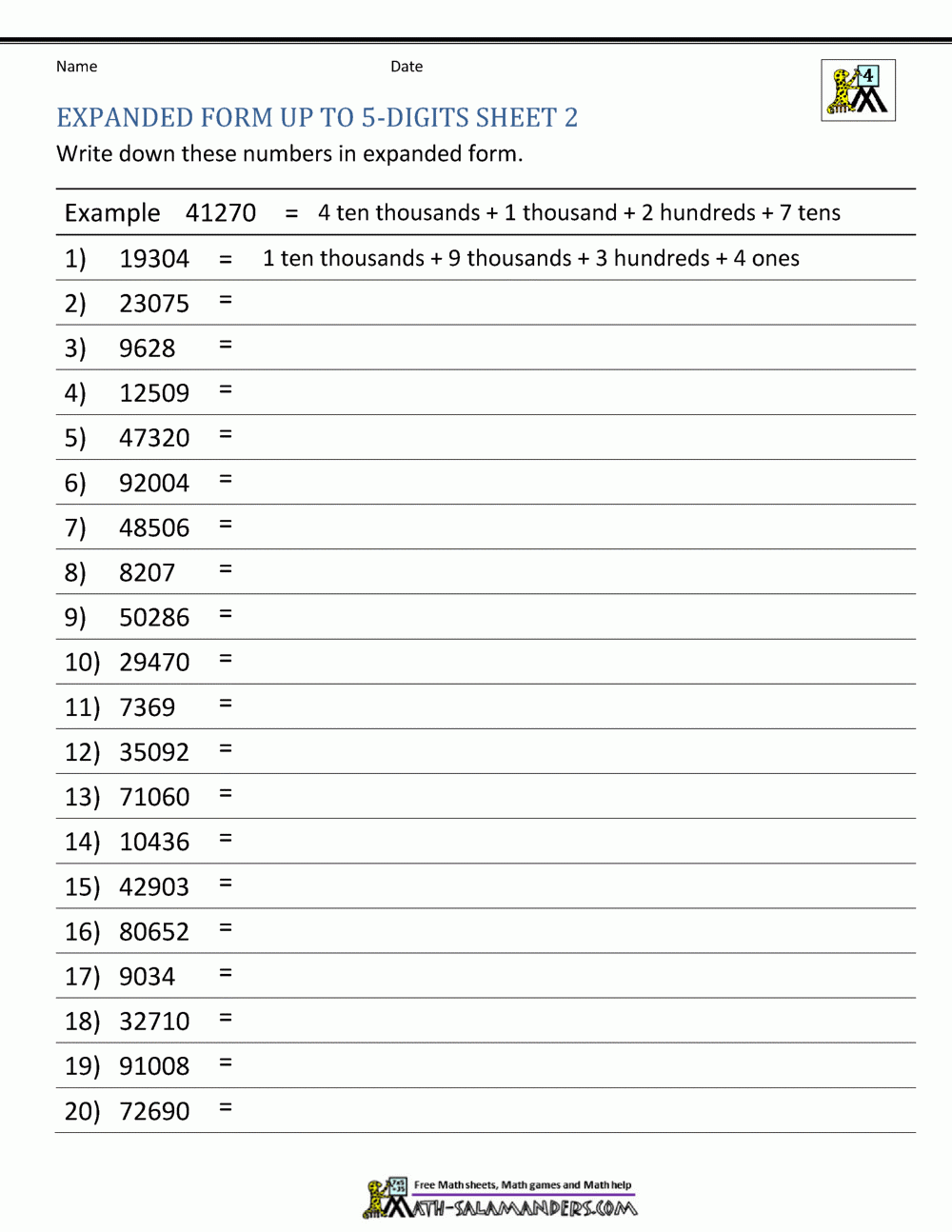 4th Grade Place Value Worksheets