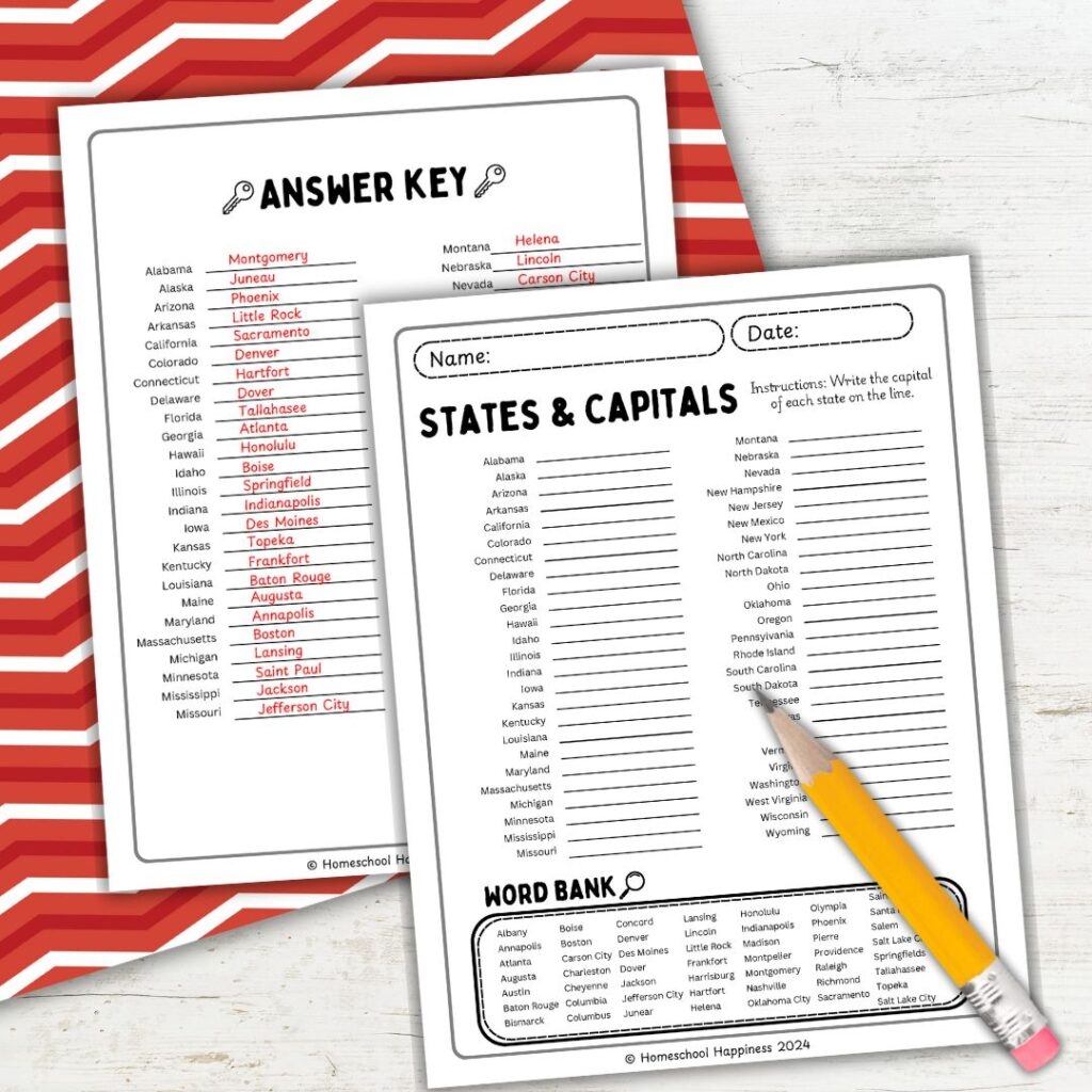 50 States And Capitals Worksheets For Fun Geography Learning