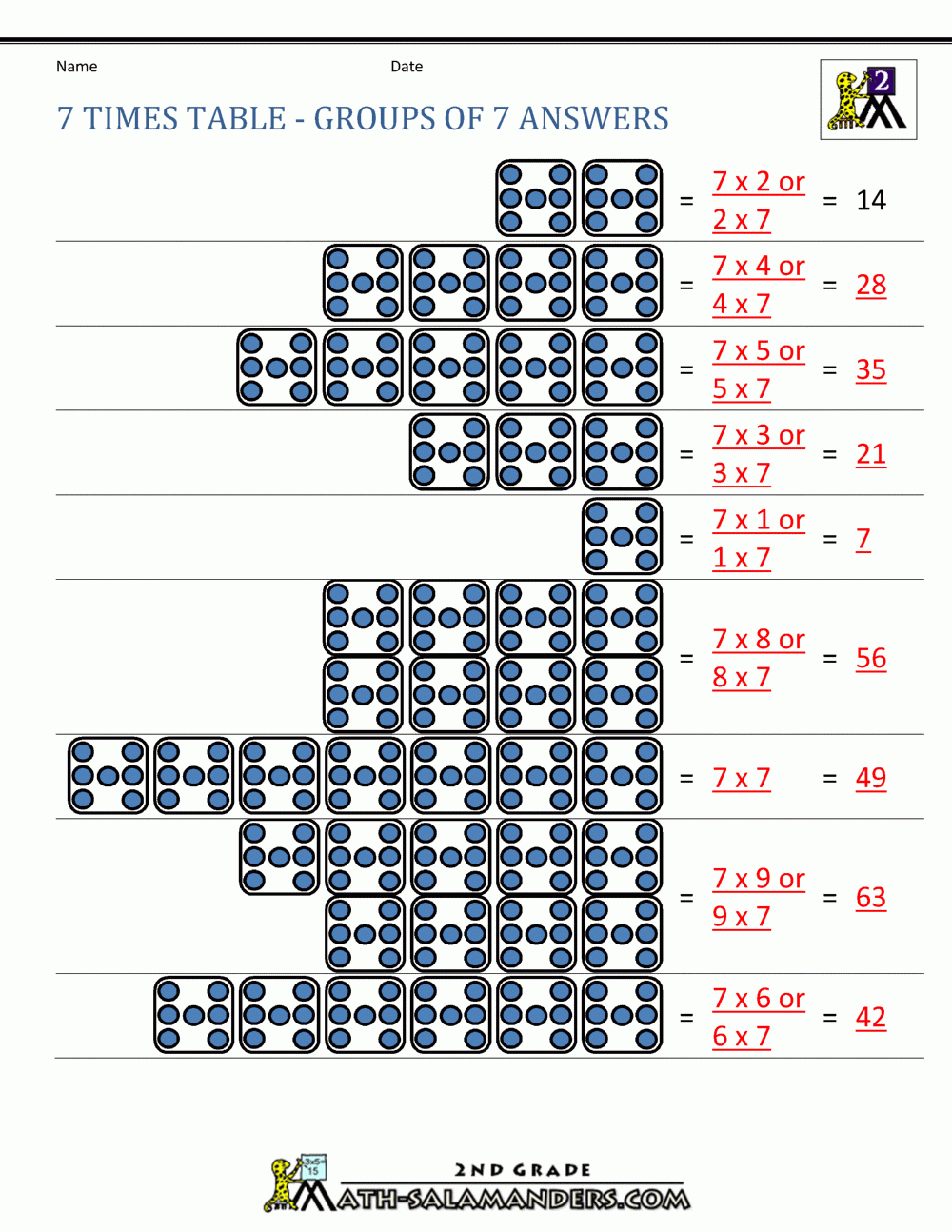 7 Times Tables Worksheets Printable