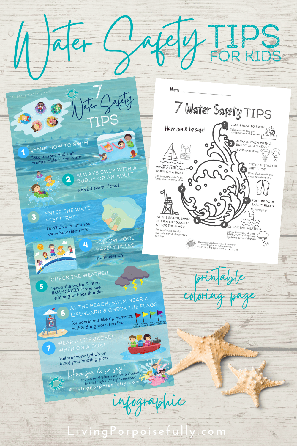 7 Water Safety Tips For Kids Infographic Coloring Page Living Porpoisefully
