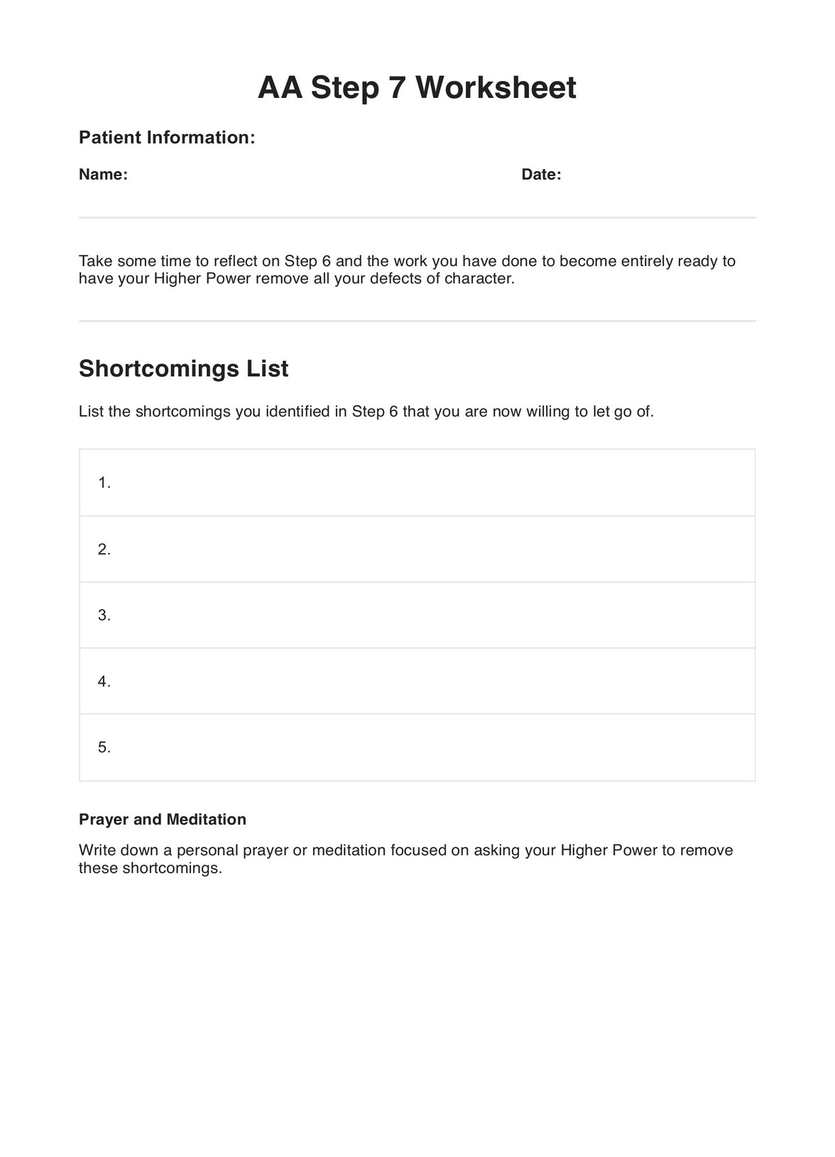 Free Printable Printable Aa 4th Step Worksheets