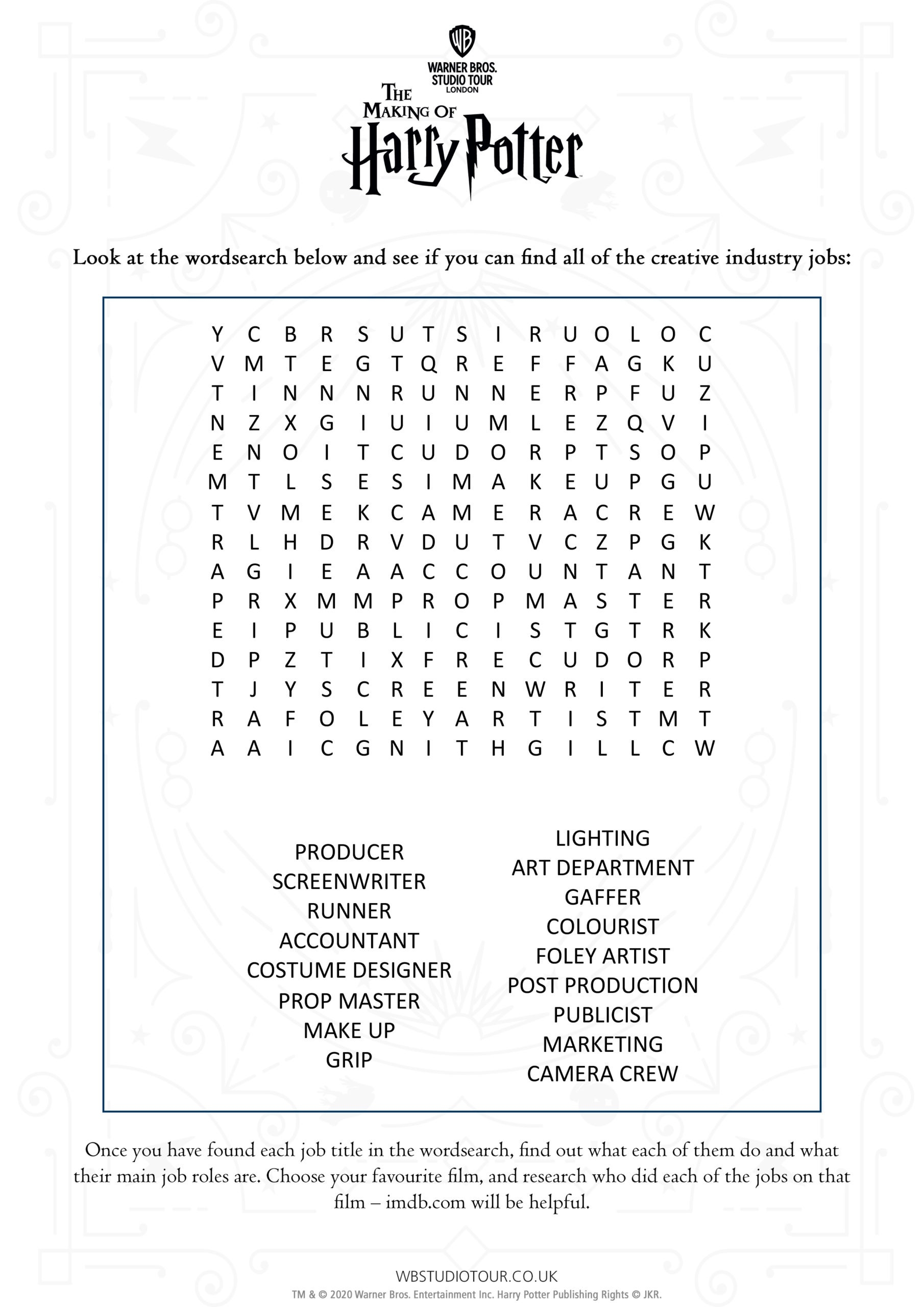 Harry Potter Printable Worksheets