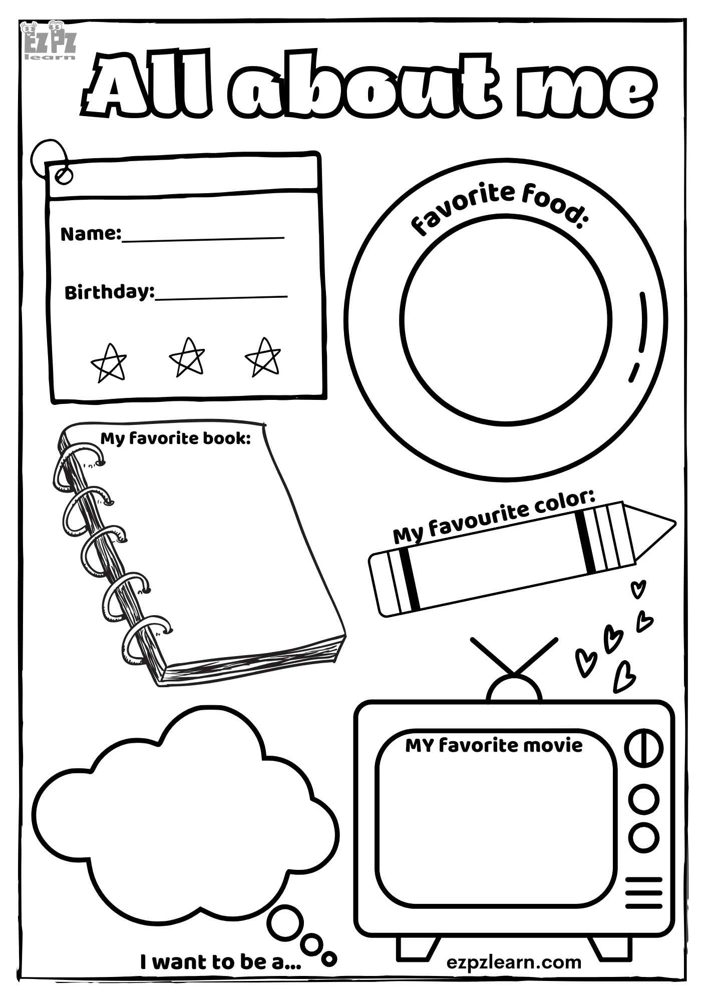 Free Printable All About Me Worksheet Preschool