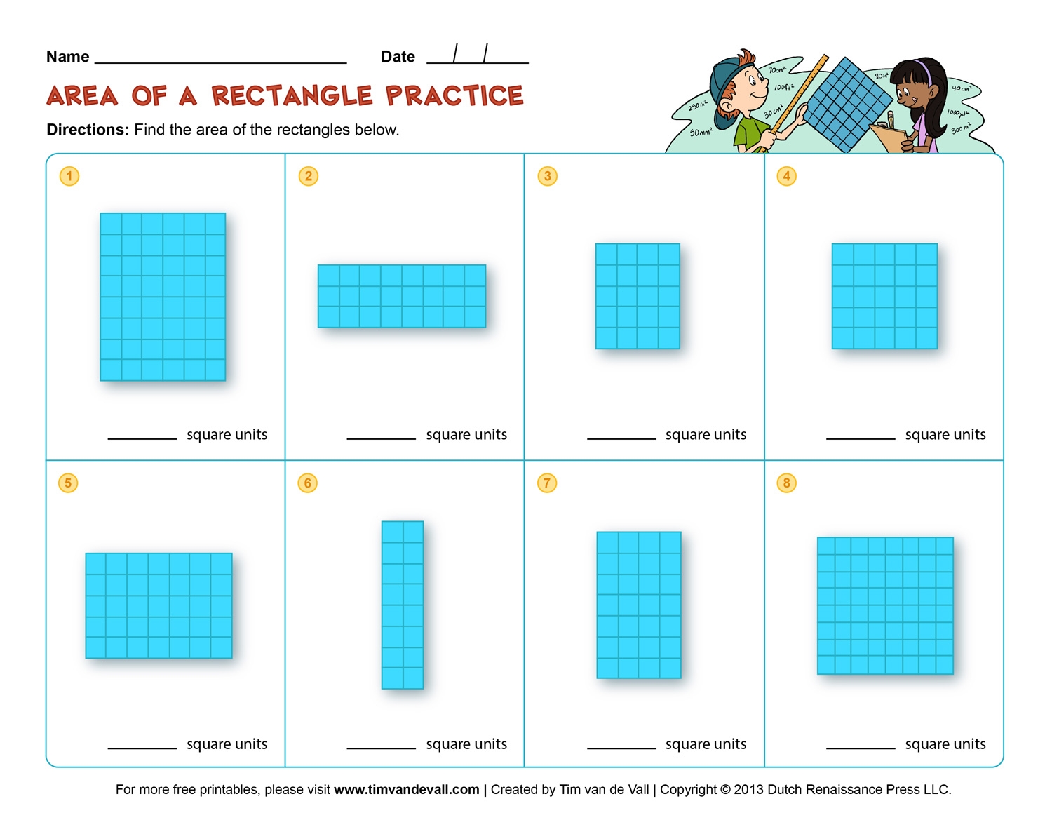 Area and Perimeter Worksheet 01 Color Tim s Printables