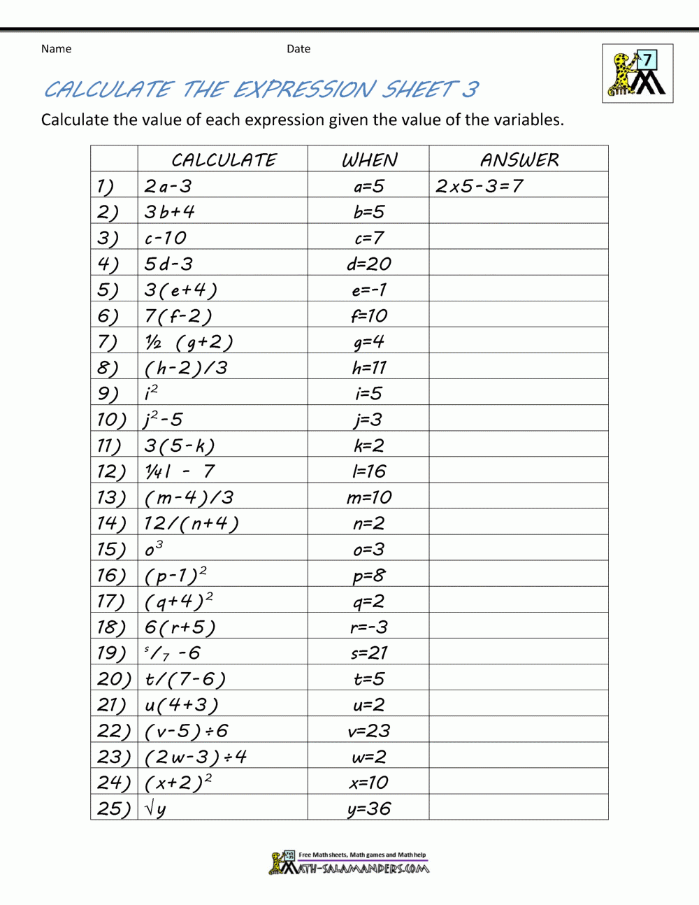 7th Grade Worksheets Free Printable With Answers
