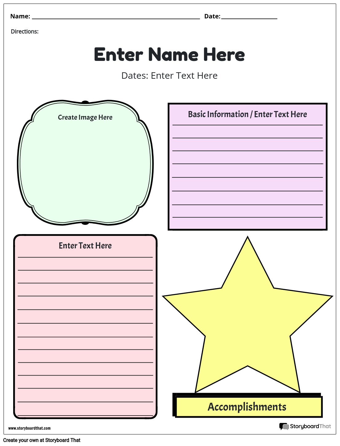 Biography Worksheets Biography Graphic Organizers