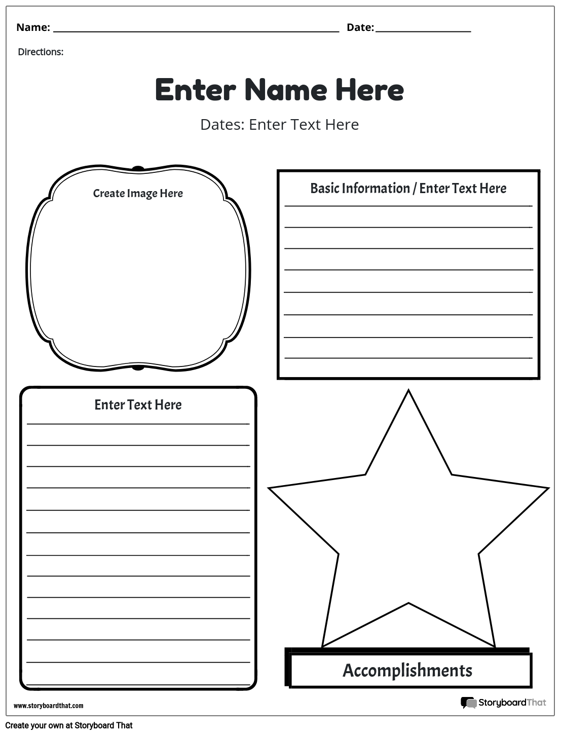 Biography Worksheets Biography Graphic Organizers