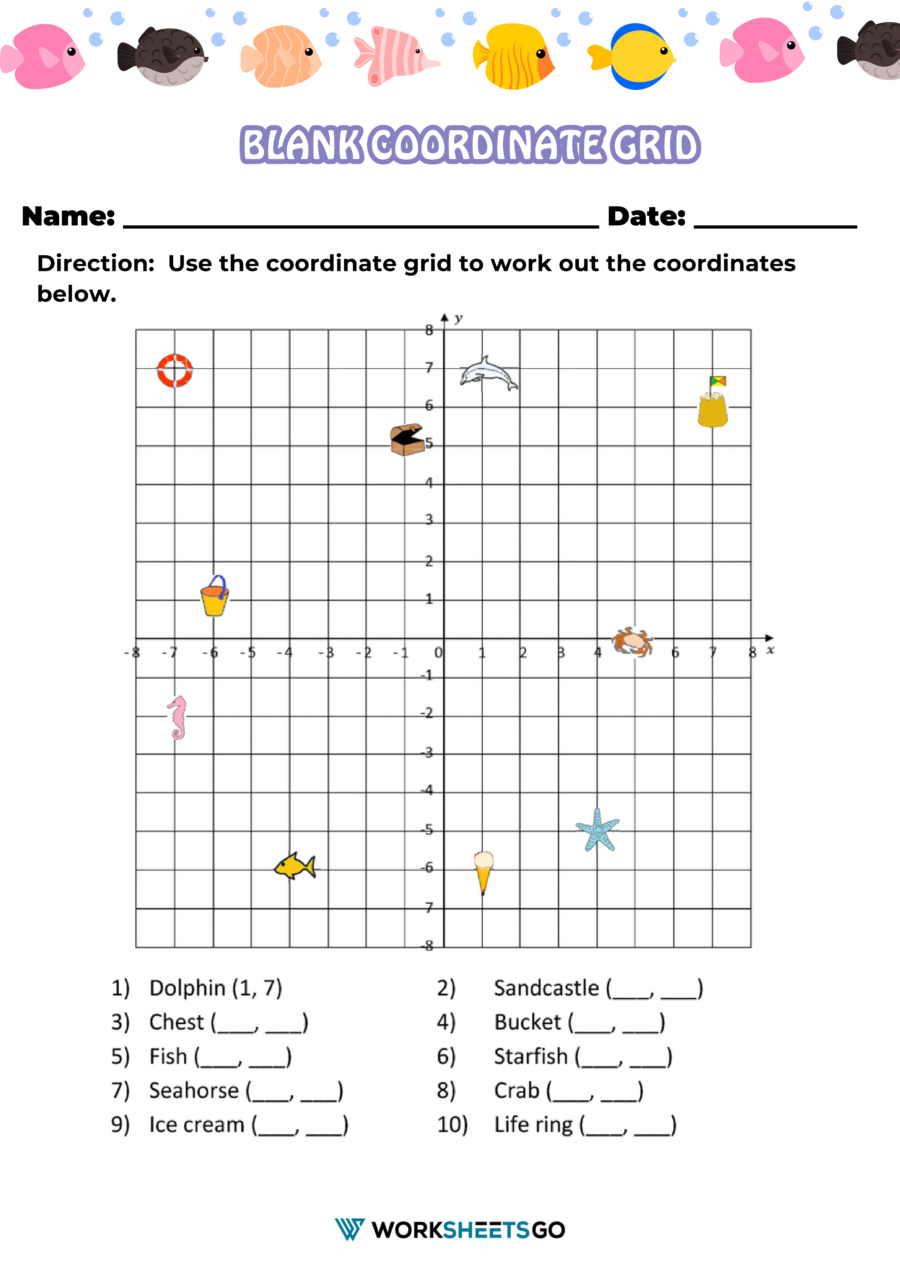Cartesian Plane Printable Worksheets
