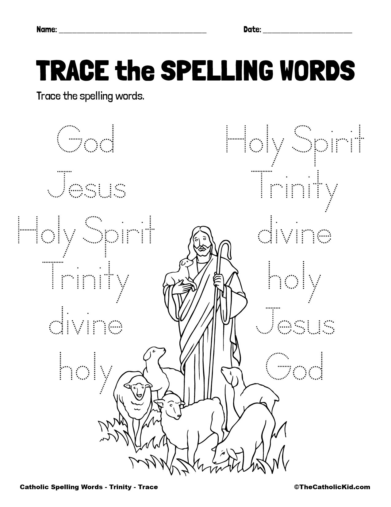Catholic Spelling Vocabulary Words Trinity Worksheets TheCatholicKid