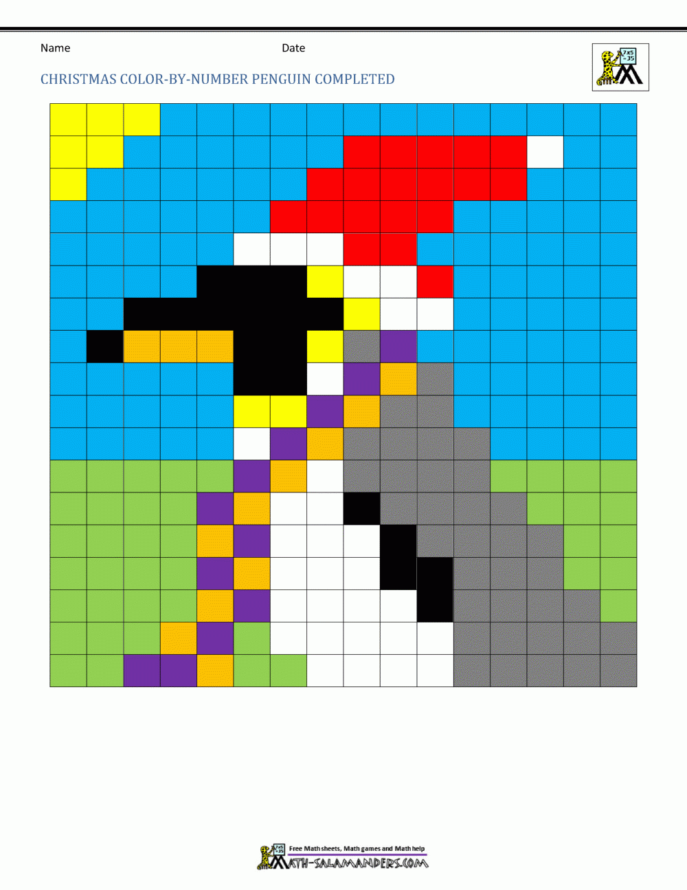 Christmas Color By Number Sheets For Kids