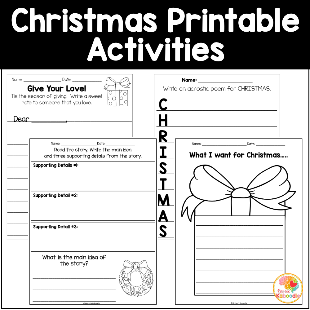 Christmas Literacy Activities No Prep Language Arts Worksheets