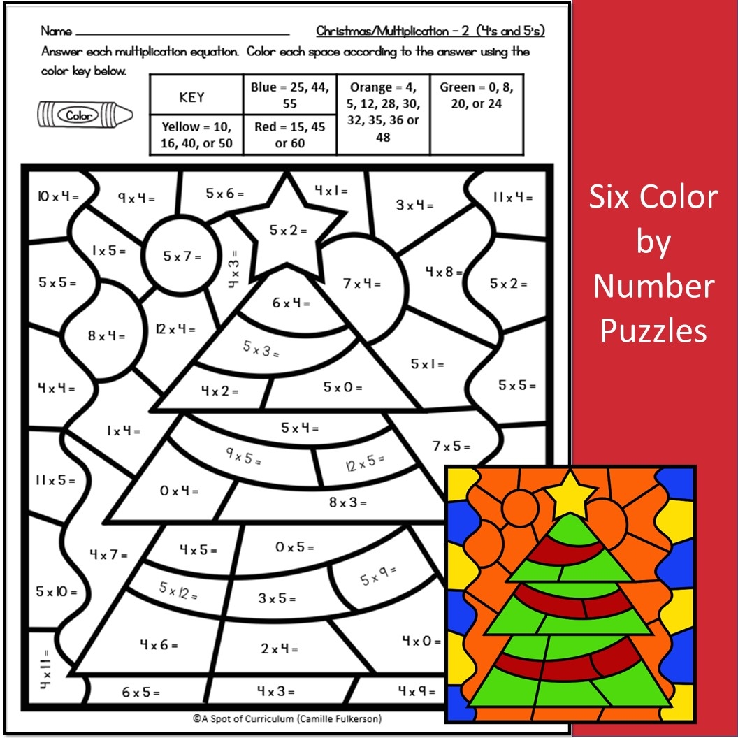 Christmas Math Coloring Sheets Multiplication Color By Number Made By Teachers