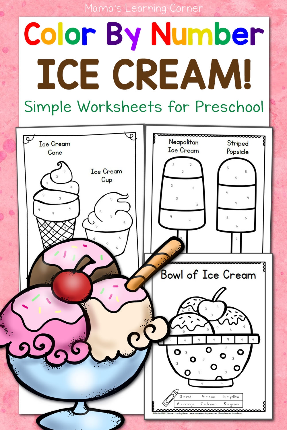 Free Printable Easy Color By Number Worksheets For Kindergarten