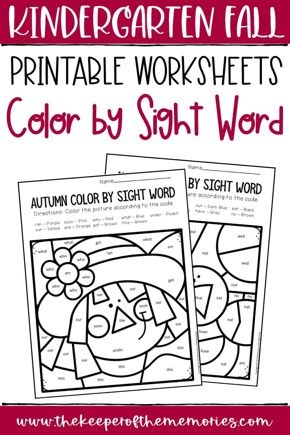 Free Printable Kindergarten Sight Words Worksheets