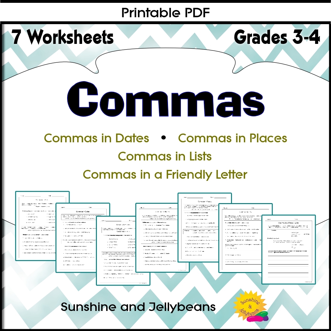Commas In Dates Places Lists Letters Grades 2 3 4 7 Worksheets Made By Teachers