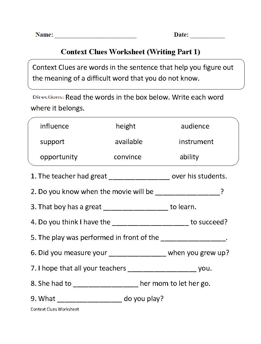 6th Grade Free Printable Worksheets