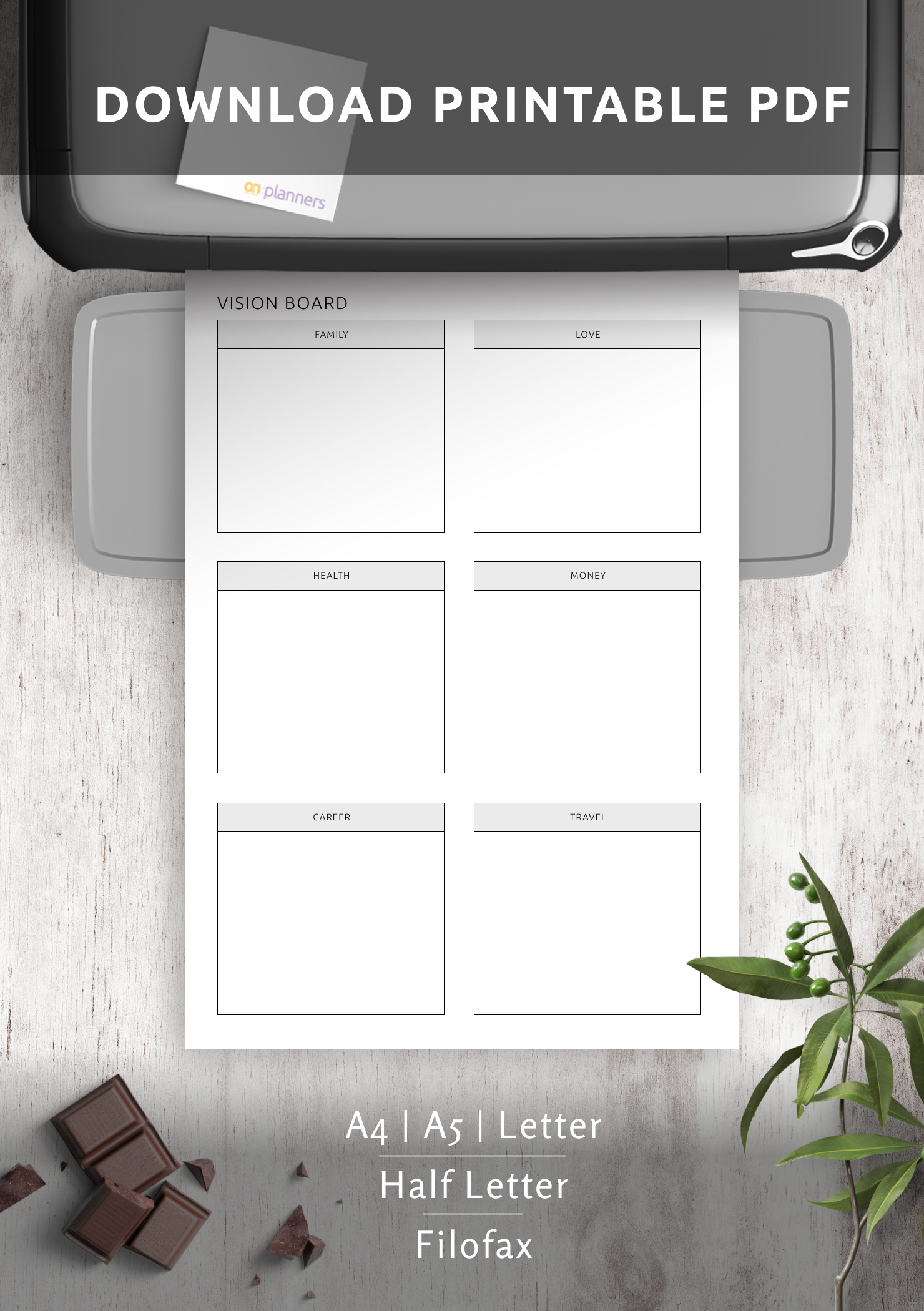 Printable Vision Board Worksheet Pdf