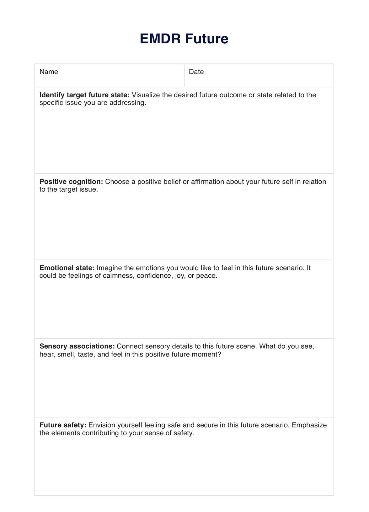 EMDR Future Template Example Free PDF Download