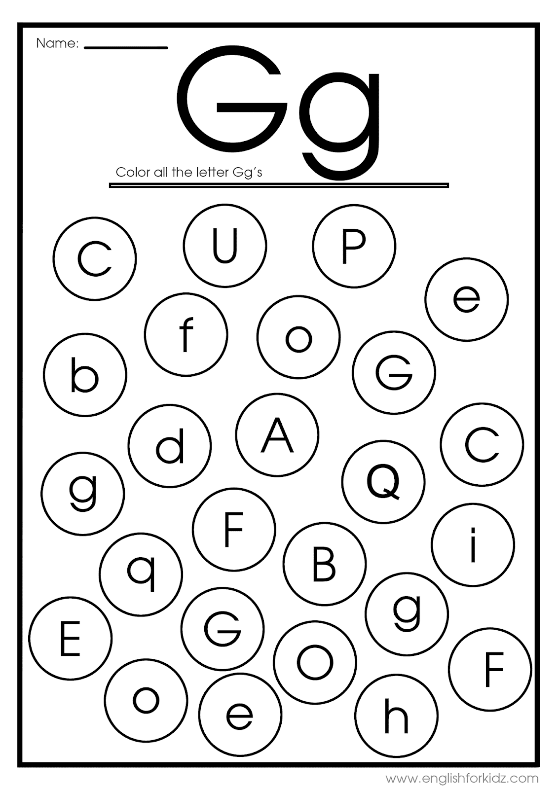 Printable Letter G Worksheets