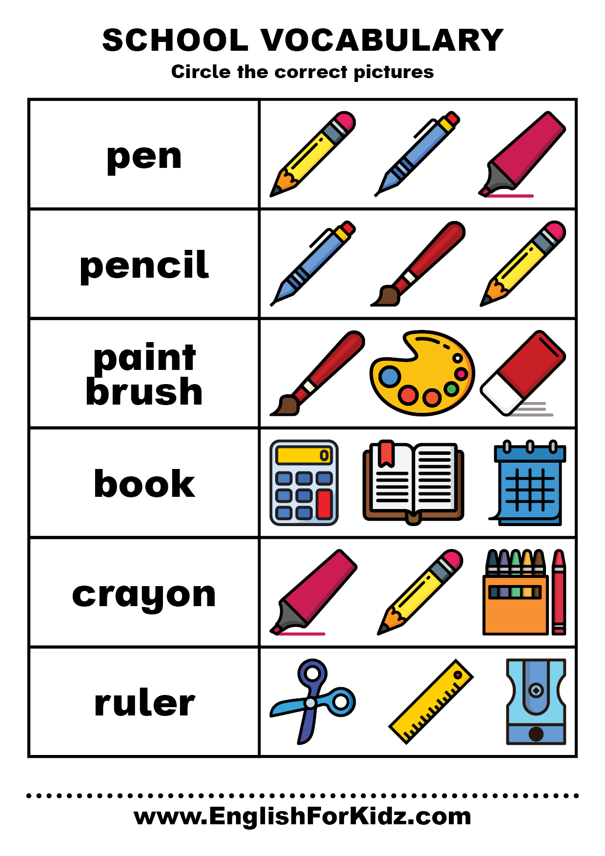 Free Printable Vocabulary Worksheets
