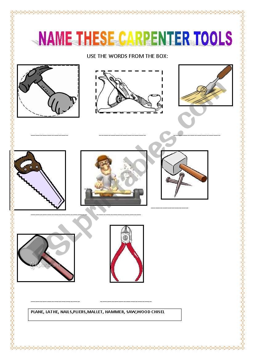 English Worksheets CARPENTER TOOLS Worksheets Library