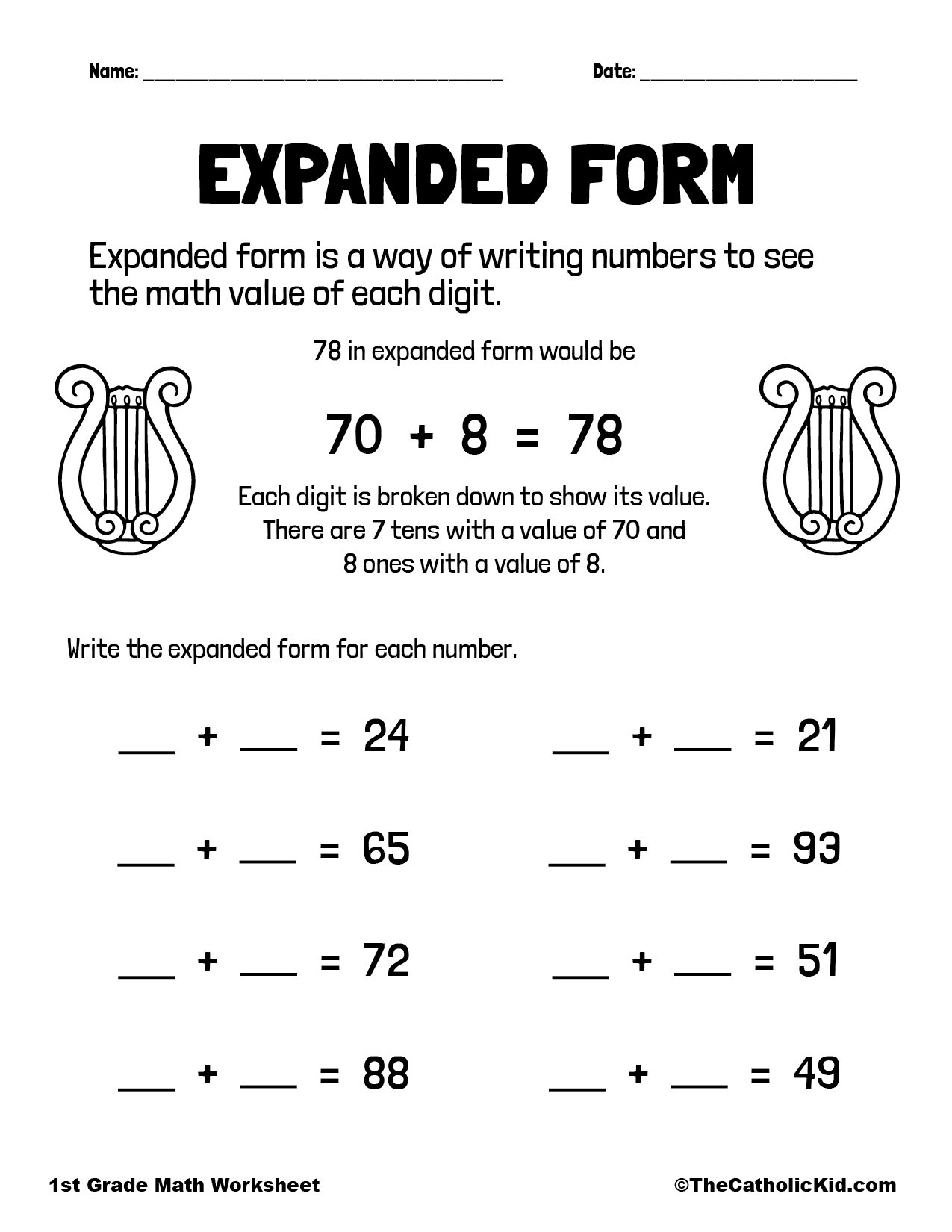 Expanded Form Worksheet TheCatholicKid