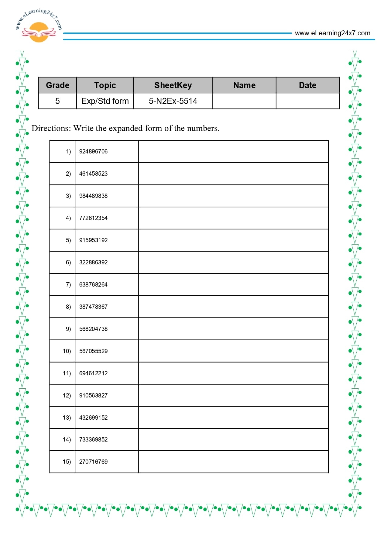 Free Printable Expanded Form Worksheets