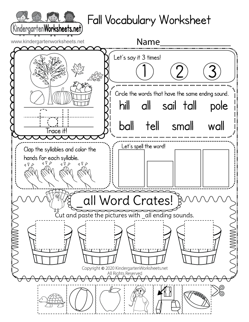 Fall Vocabulary Worksheet Free Printable Digital PDF