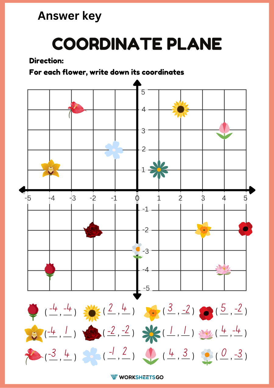 Flower Coordinate Planes WorksheetsGO