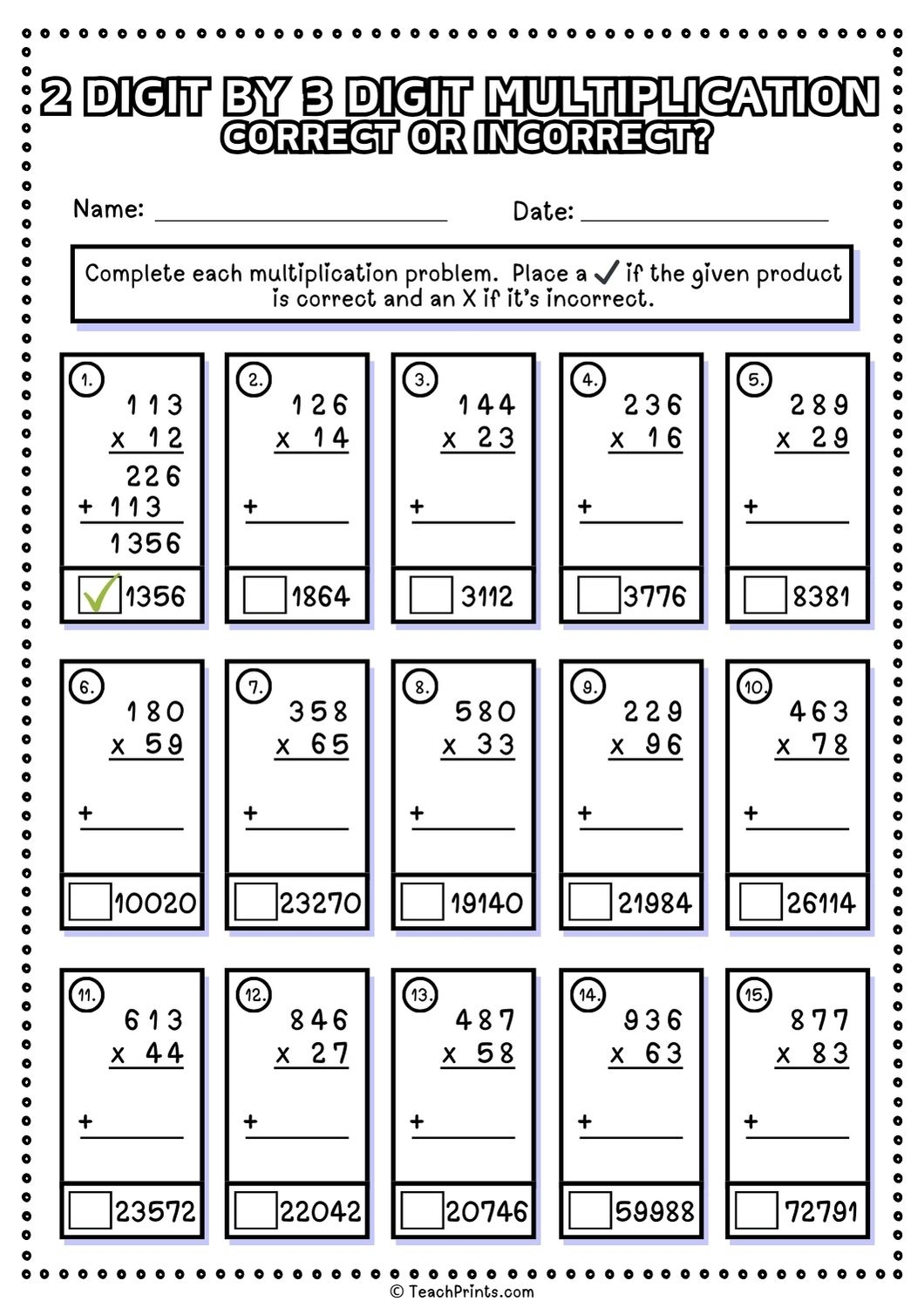 Double Digit Multiplication Worksheets Printable