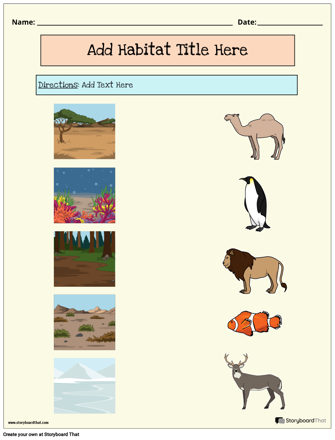Free Animal Habitats Worksheets Activities Printables