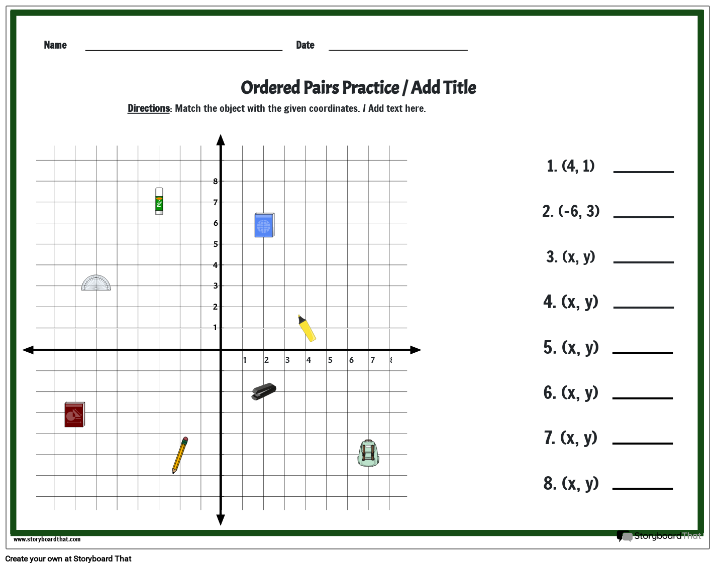 Free Coordinate Plane Worksheet Easy Graphing