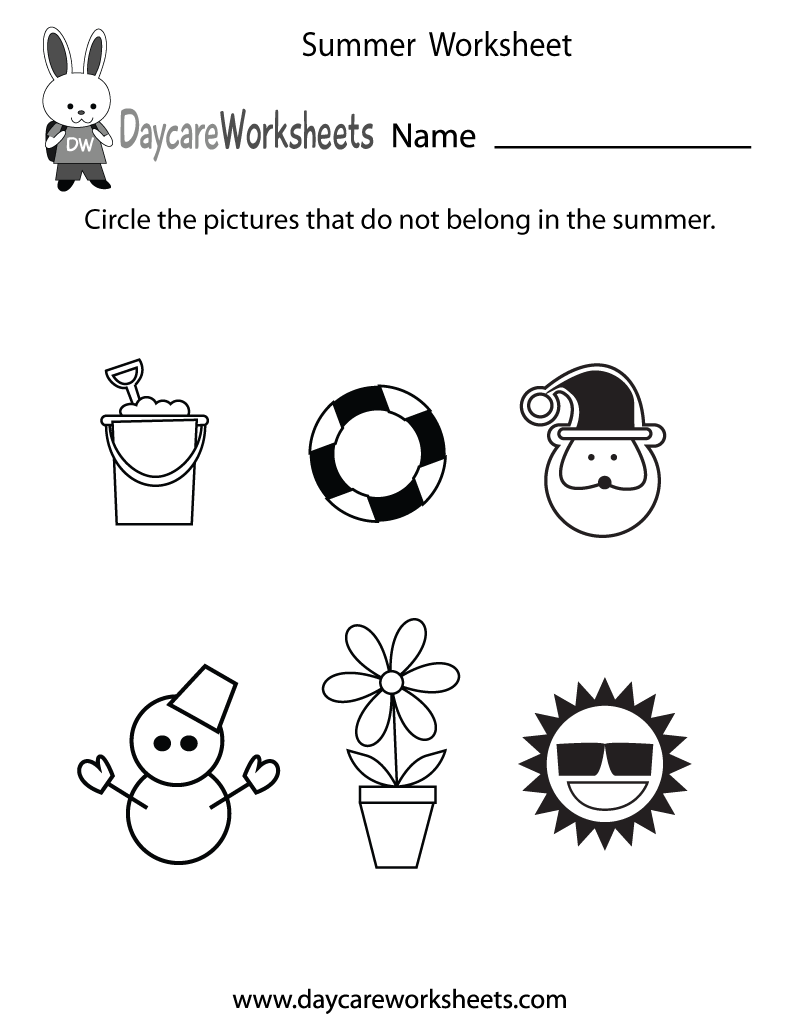 Printable Summer Worksheets For Preschoolers