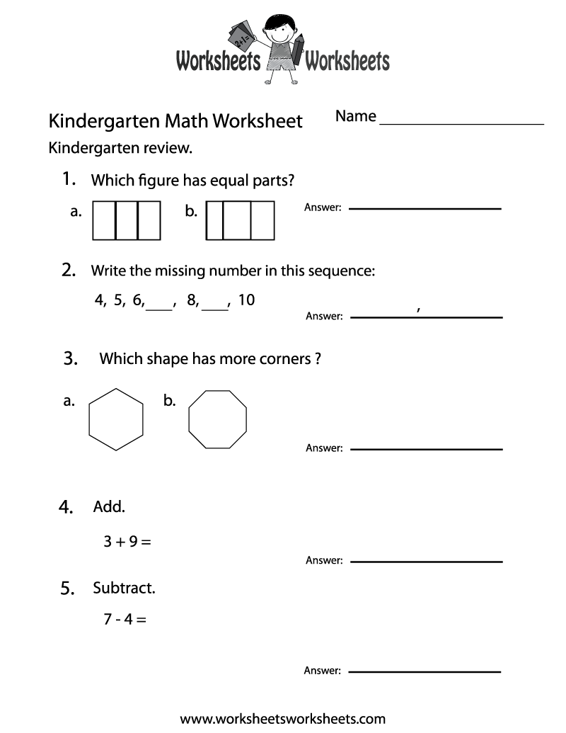 Free Printable Pre K Math Worksheets