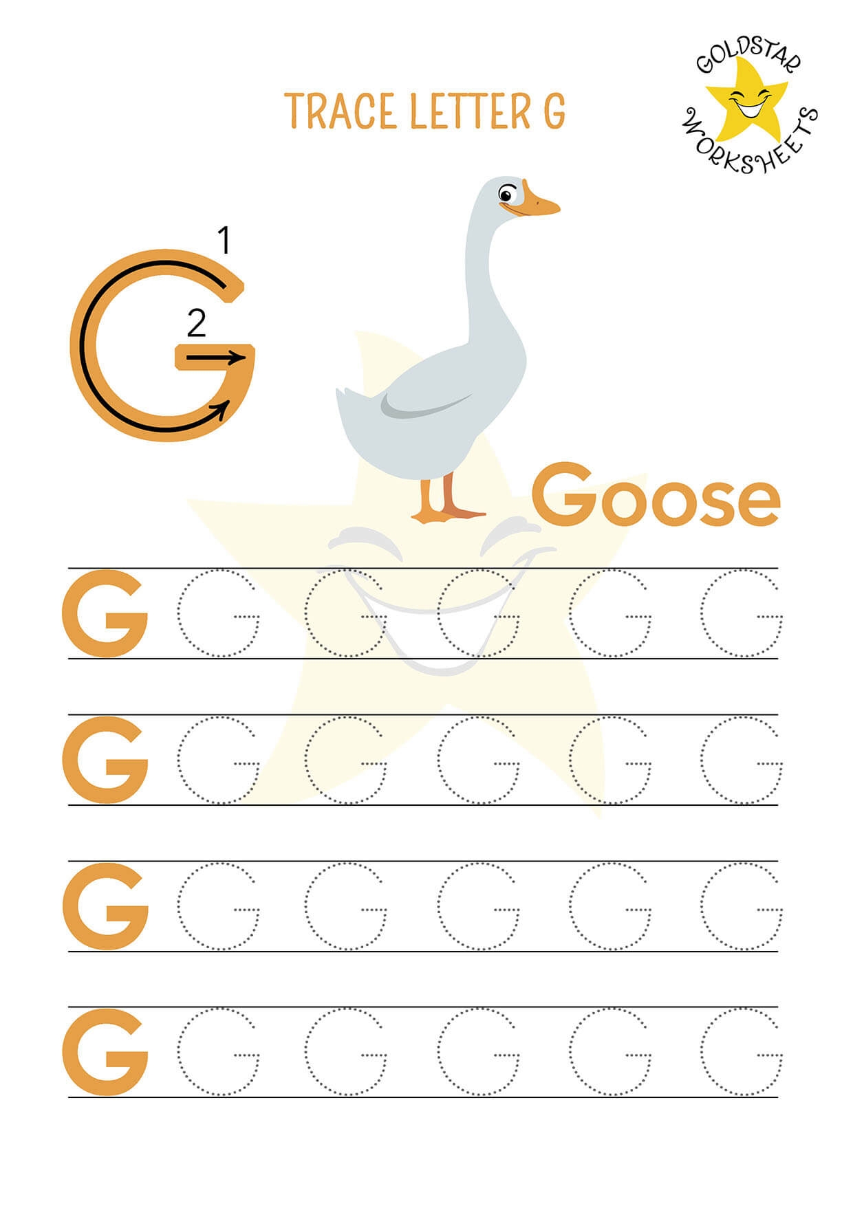 Free Printable Letter G Tracing Worksheets Goat Giraffe Goose Fun 
