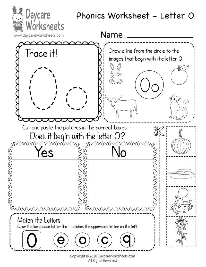 Free Printable Letter O Beginning Sounds Phonics Worksheet For Preschool