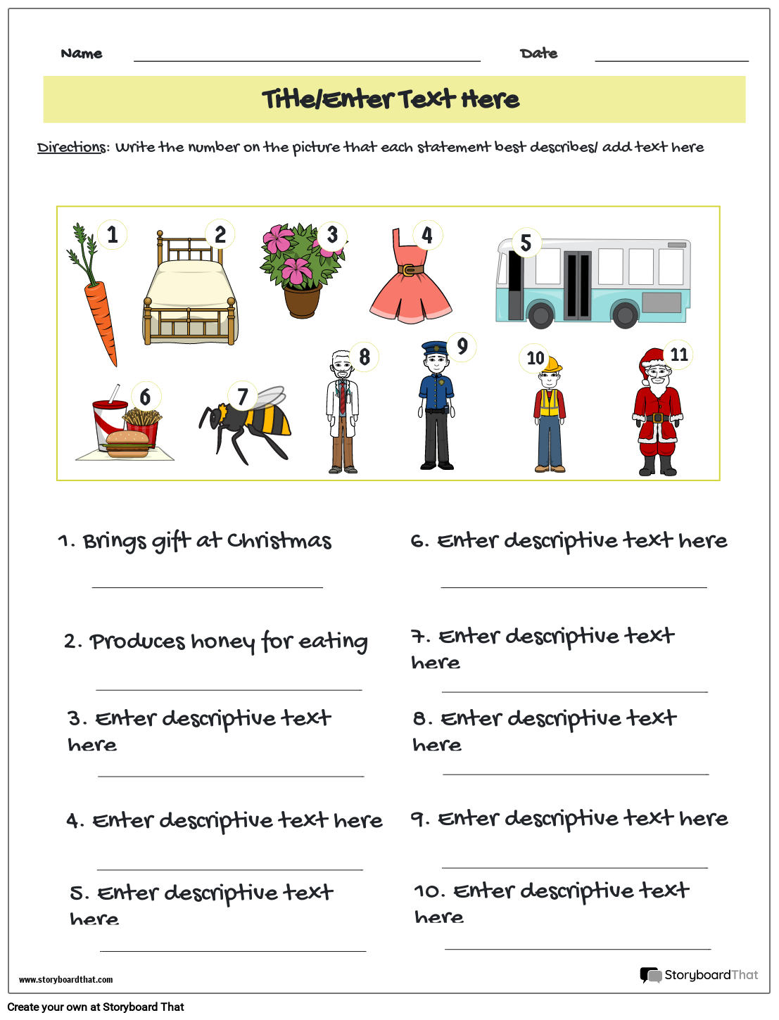 Free Vocabulary Worksheet Templates At StoryboardThat