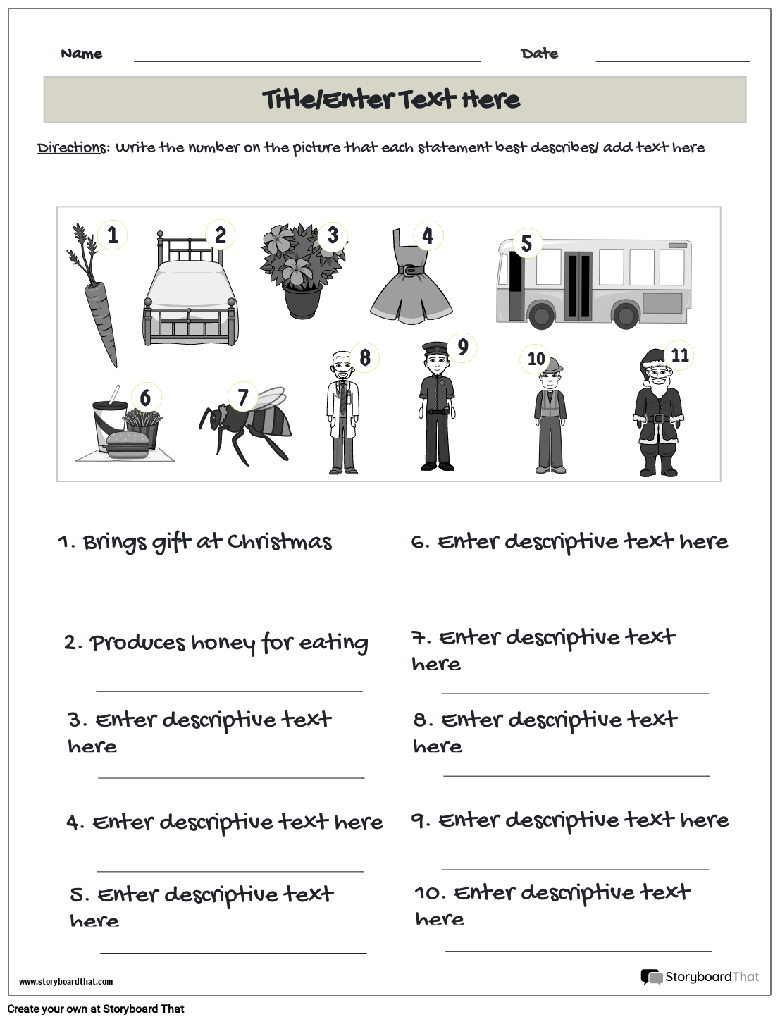 Free Vocabulary Worksheet Templates At StoryboardThat