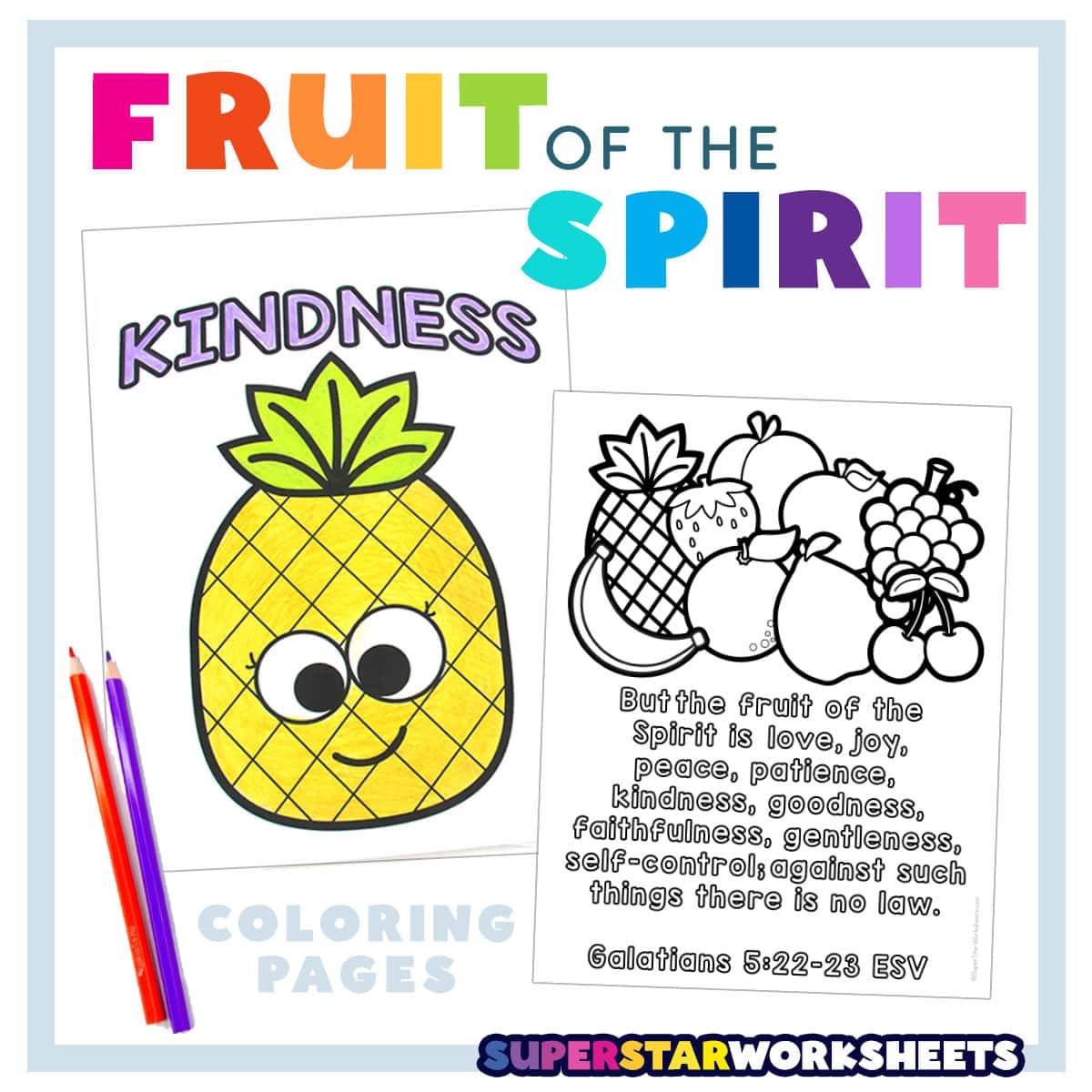 Fruit Of The Spirit Coloring Pages Superstar Worksheets