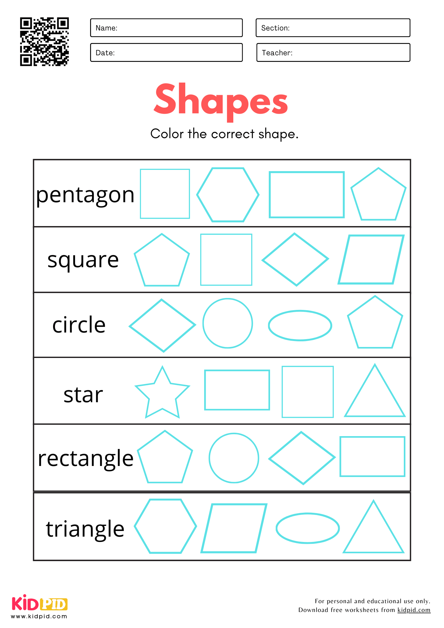 Worksheets For Kindergarten Free Printable