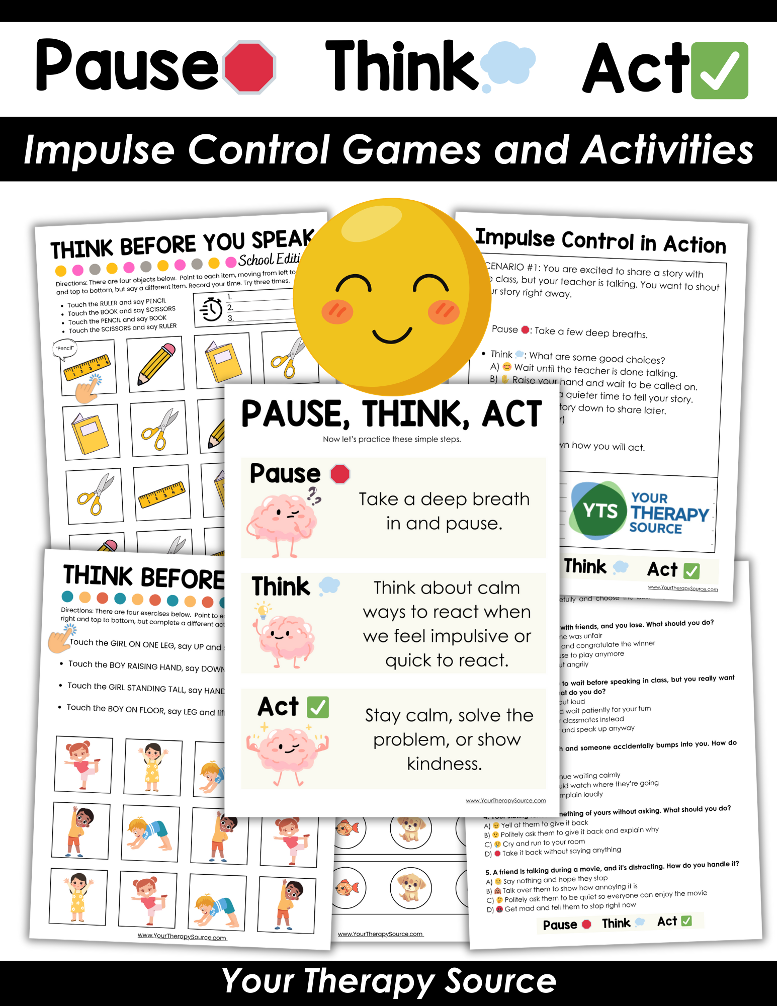 Free Printable Stop Think Act Worksheet