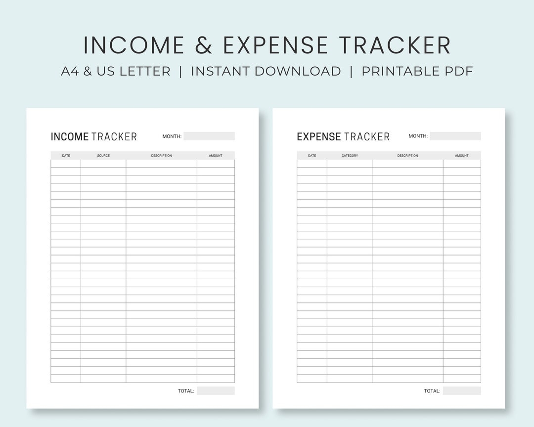 Income Expense Tracker Printable Money Tracker Business Financial Planning A4 US Letter Instant Download Etsy UK