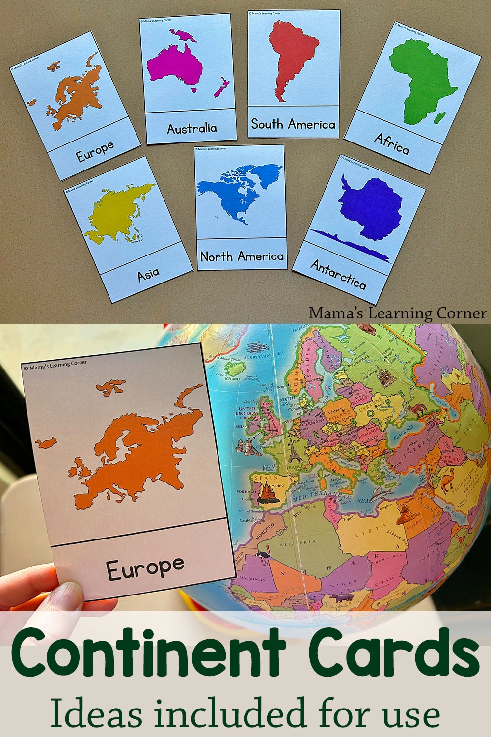 Learn The Continents Cards Free Printable Mamas Learning Corner