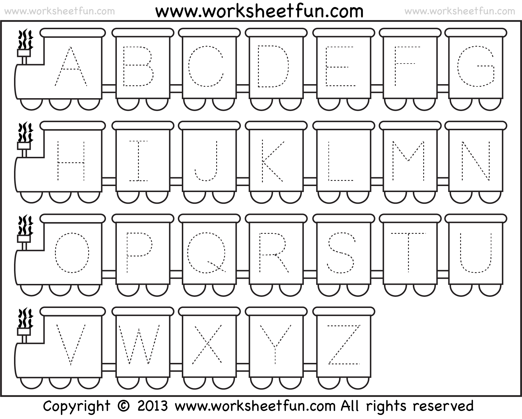Letter Tracing Worksheet Train Theme FREE Printable Worksheets Worksheetfun