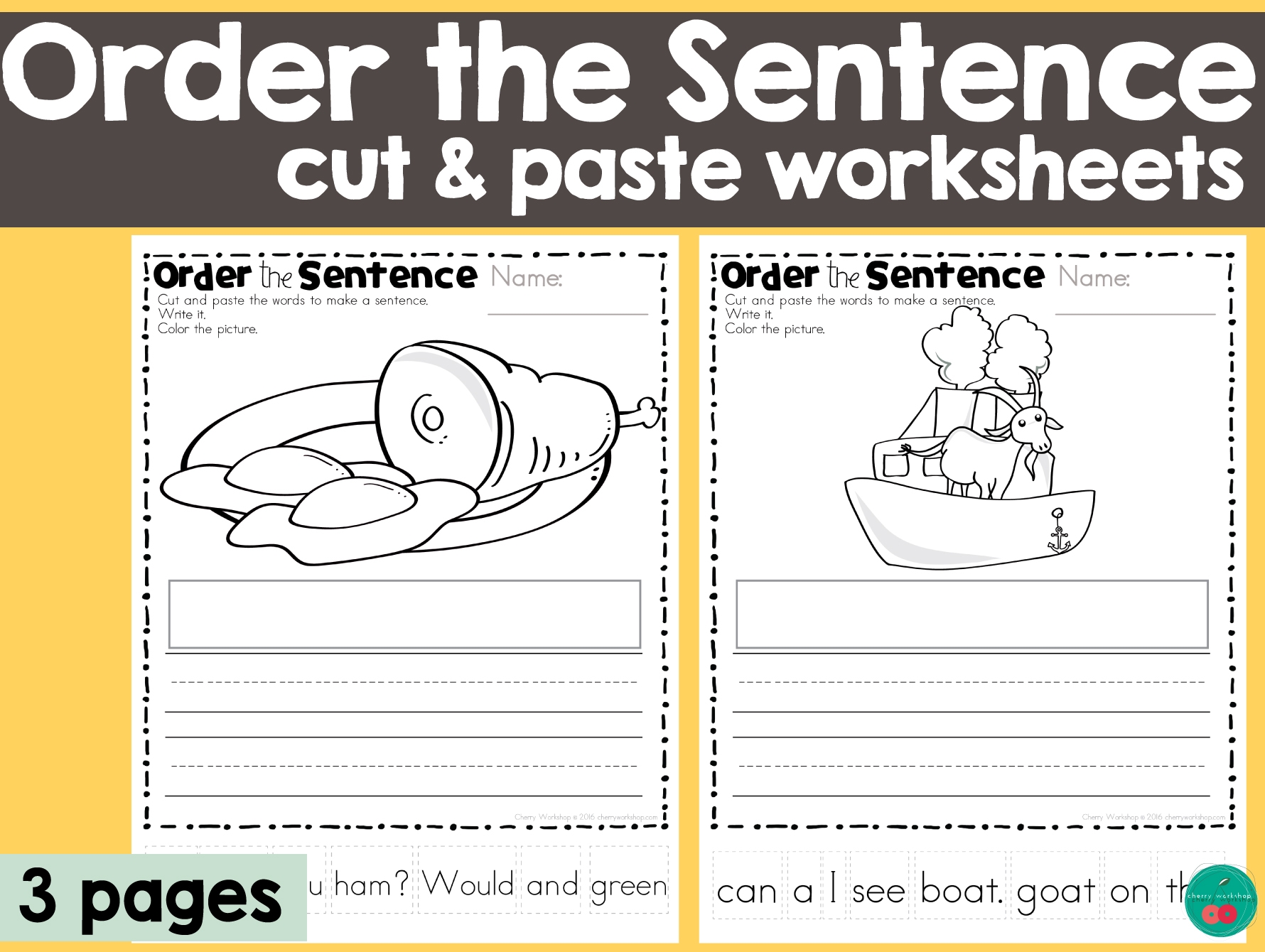 Order The Sentence Cut And Paste Activity For Green Eggs And Ham Unit Dr Seuss Inspired Activity By Teach Simple