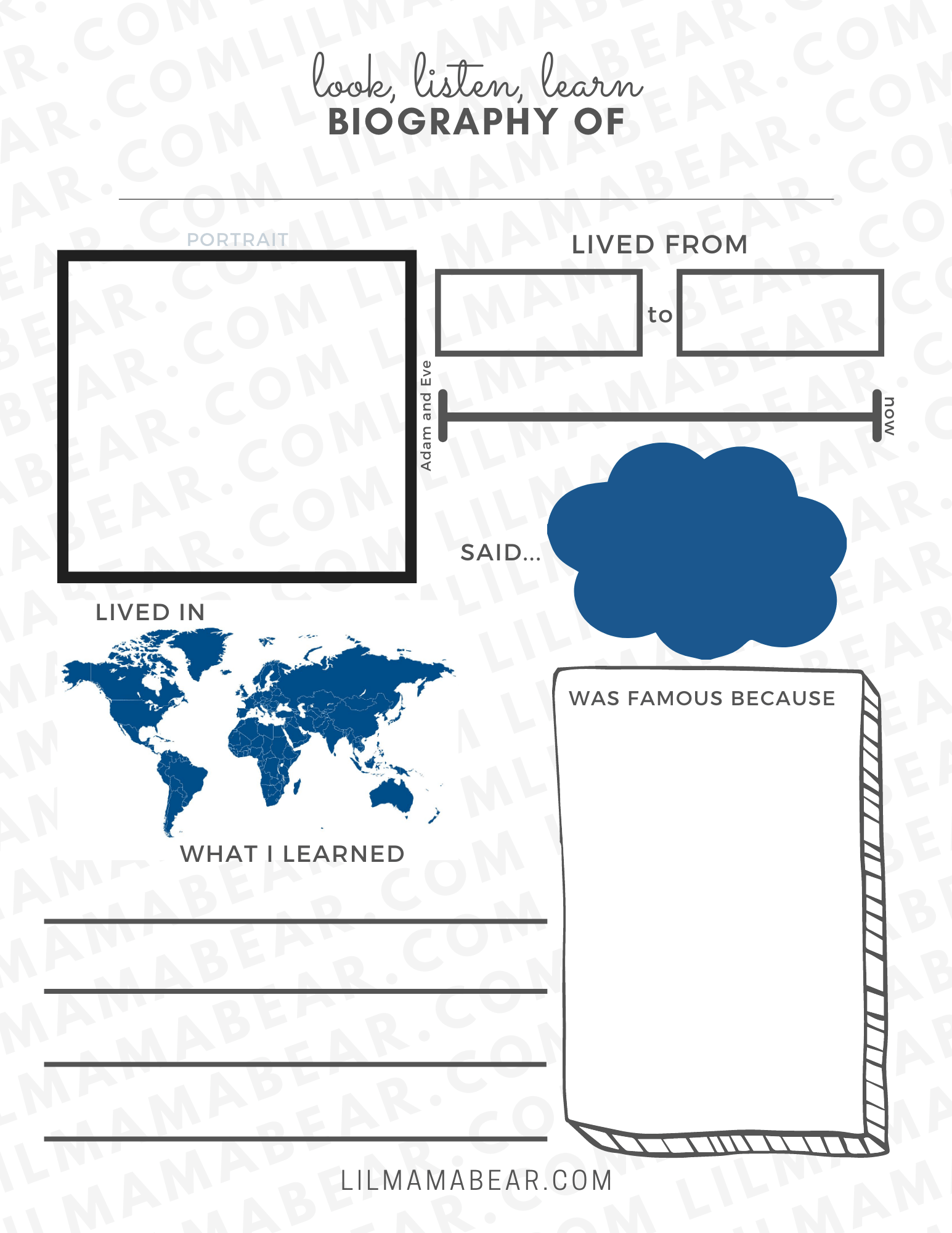 Free Printable Biography Worksheets