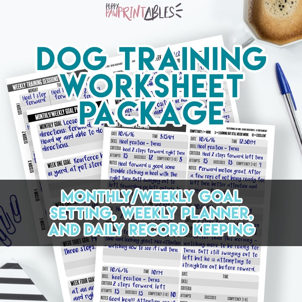 Printable Dog Training Planner And Record Keeping Set Monthly Daily And Weekly Goal Setting And Log Instant Download PDF Bundle Etsy